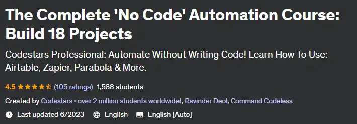 Udemy – The Complete No Code Automation Course Build 18 Projects 2021-3